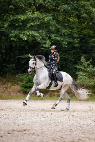 CHARMER Dressage Saddle Pad Black & Silver - Jet Set Logo